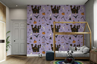 Phantom Castle Foggy Lavender spooky wallpaper
