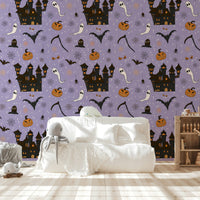 Phantom Castle Foggy Lavender graveyard wallpaper