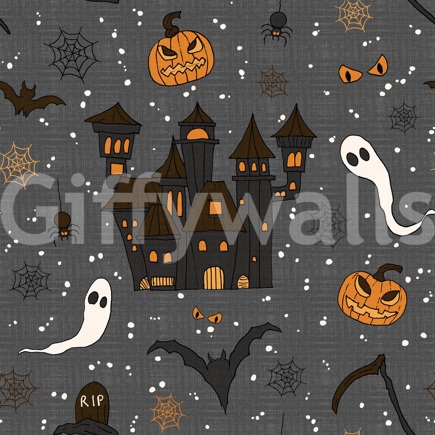 Phantom Castle Graveyard Gray witch wall mural