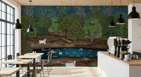 Deep blue backdrop frames sacred cow art in this Divine Grace mural, GD8969