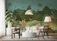 Handcrafted style Pichwai palm mural suited for a serene reading corner or study room