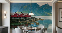 Picturesque Lofoten, Norwegian coastal village wallpaper for walls.