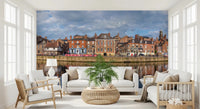 Bright sitting area with Picturesque Riverfront Wall Mural and calm water views, GD8886
