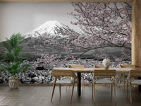 Artistic mural of Mount Fuji and Chureito in springtime glory.

