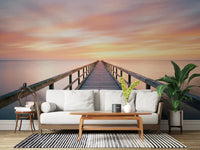 Pier to Dreams Wall Mural paired with a low sofa in a relaxed sitting room