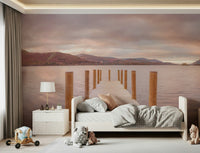 Piering into Nature's Heart Wall Mural installed in a cozy reading nook with a plush chair.