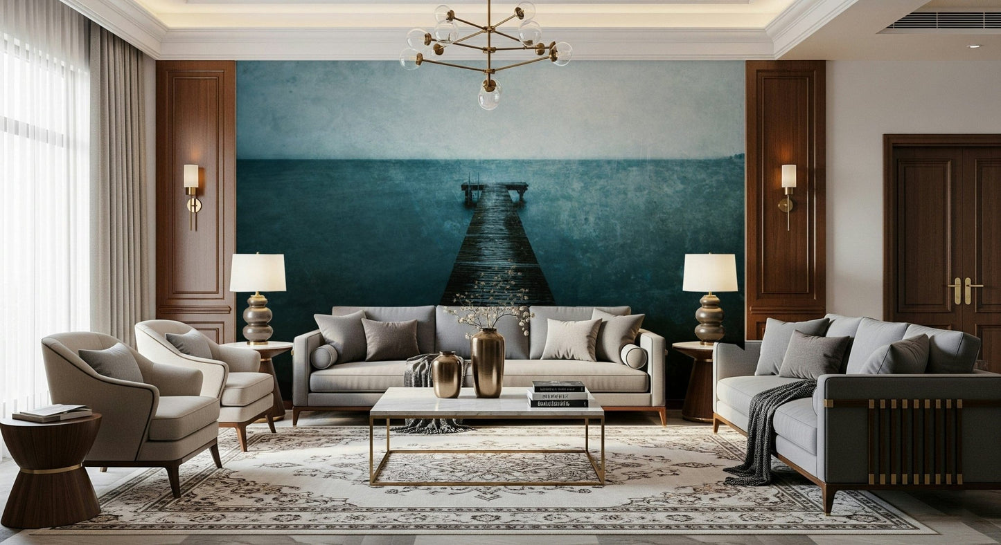 Pier's Edge Wall Mural for a professional reception area wallpaper.