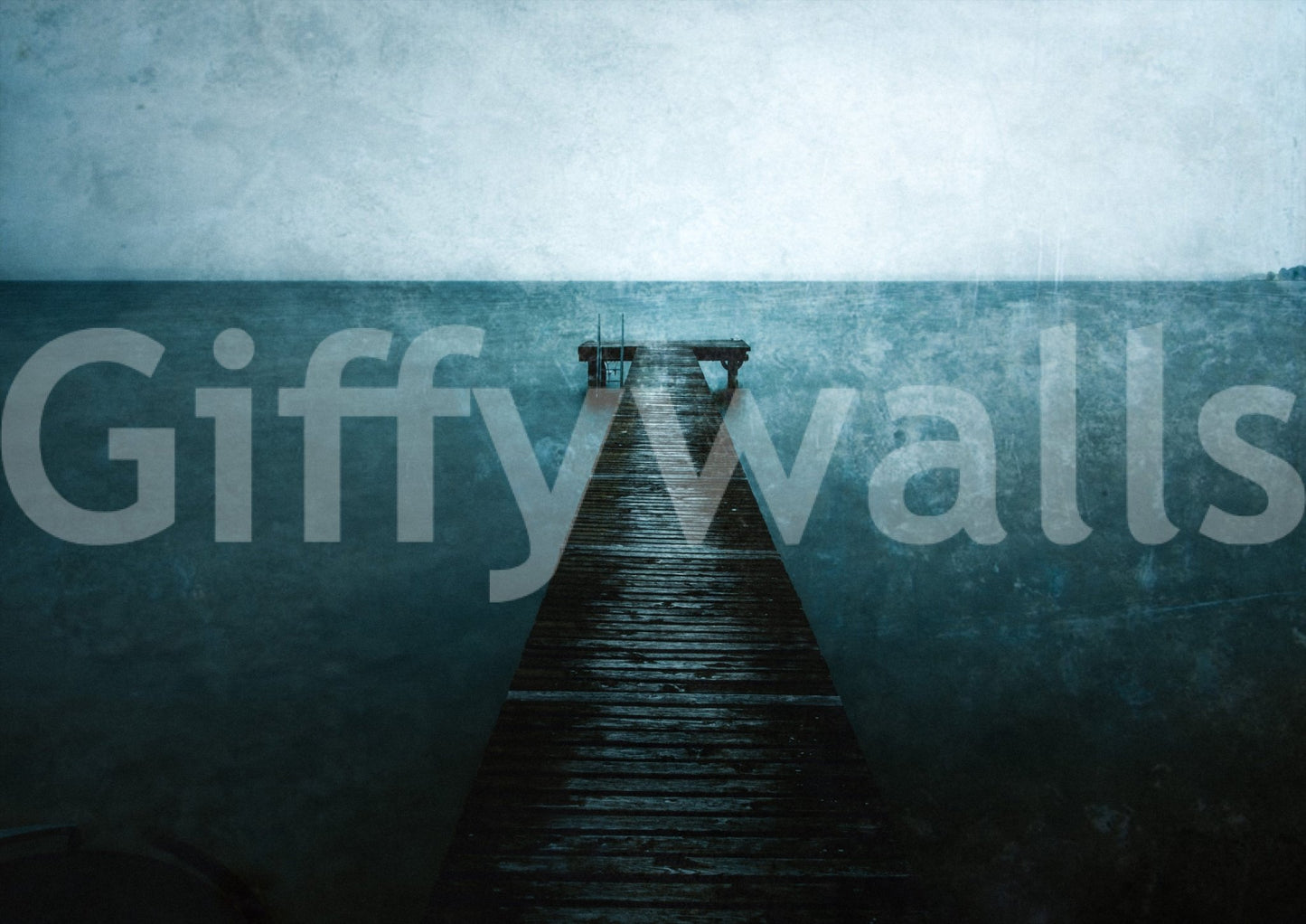 Nature inspired wall mural with a jetty for a serene home interior.
