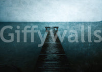 Nature inspired wall mural with a jetty for a serene home interior.