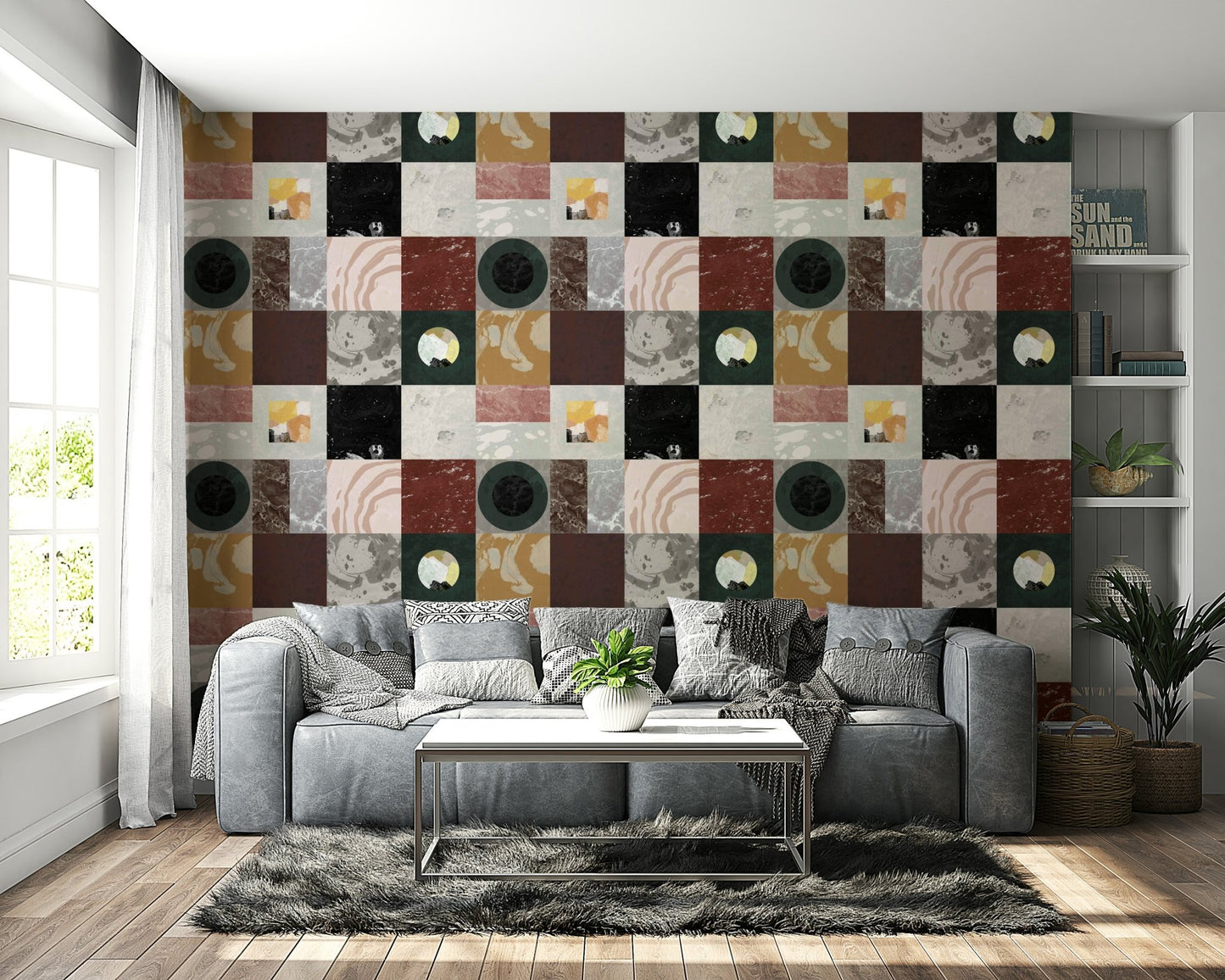 Soft daylight on Pietra2 Wallpaper’s subtle stone lines

