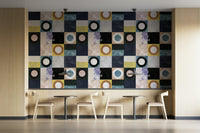 Textured grey wallpaper resembling cut stone layers

