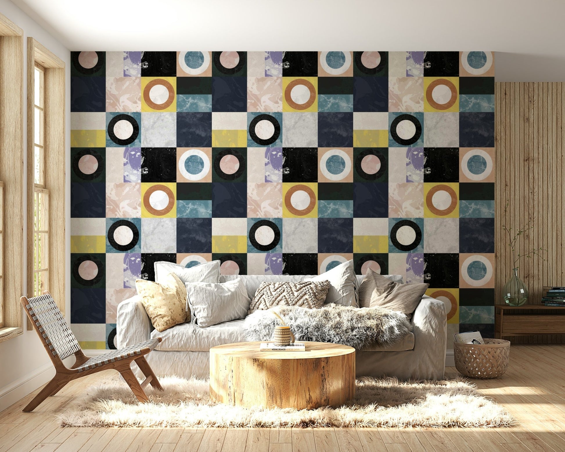 Pietra3 Wallpaper in a modern industrial living room

