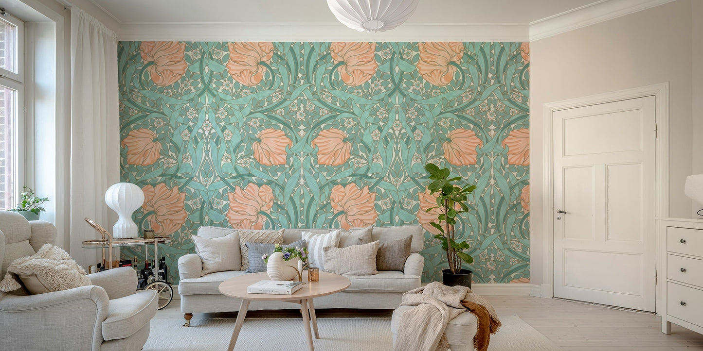 Detailed Pimpernel wallpaper pattern in classic style

