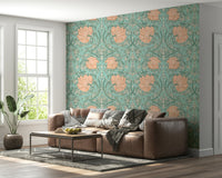 Elegant Pimpernel wallpaper inspired by William Morris art

