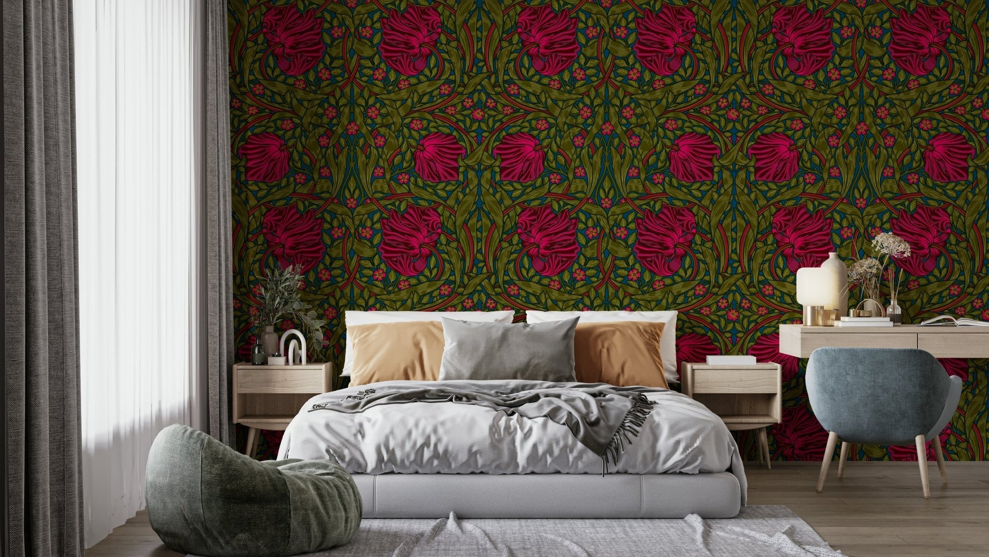 Pimpernel by William Morris 11 floral wallpaper pattern, GD1316