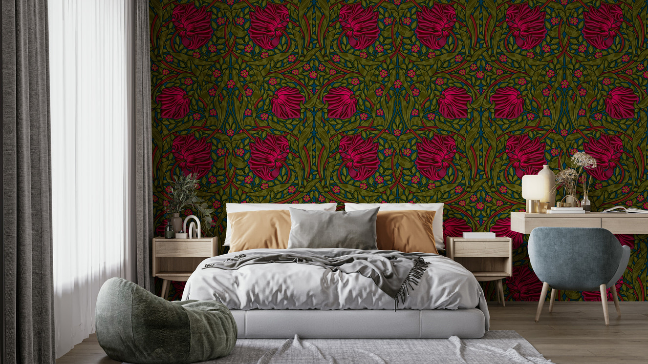 Pimpernel by William Morris 11 floral wallpaper pattern

