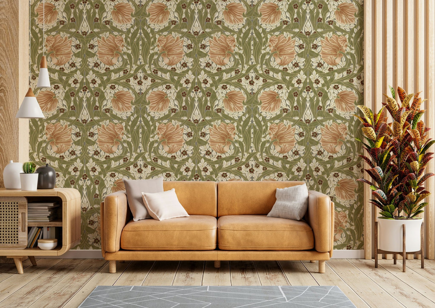 Intricate floral and leaf design on Pimpernel 12 wallpaper

