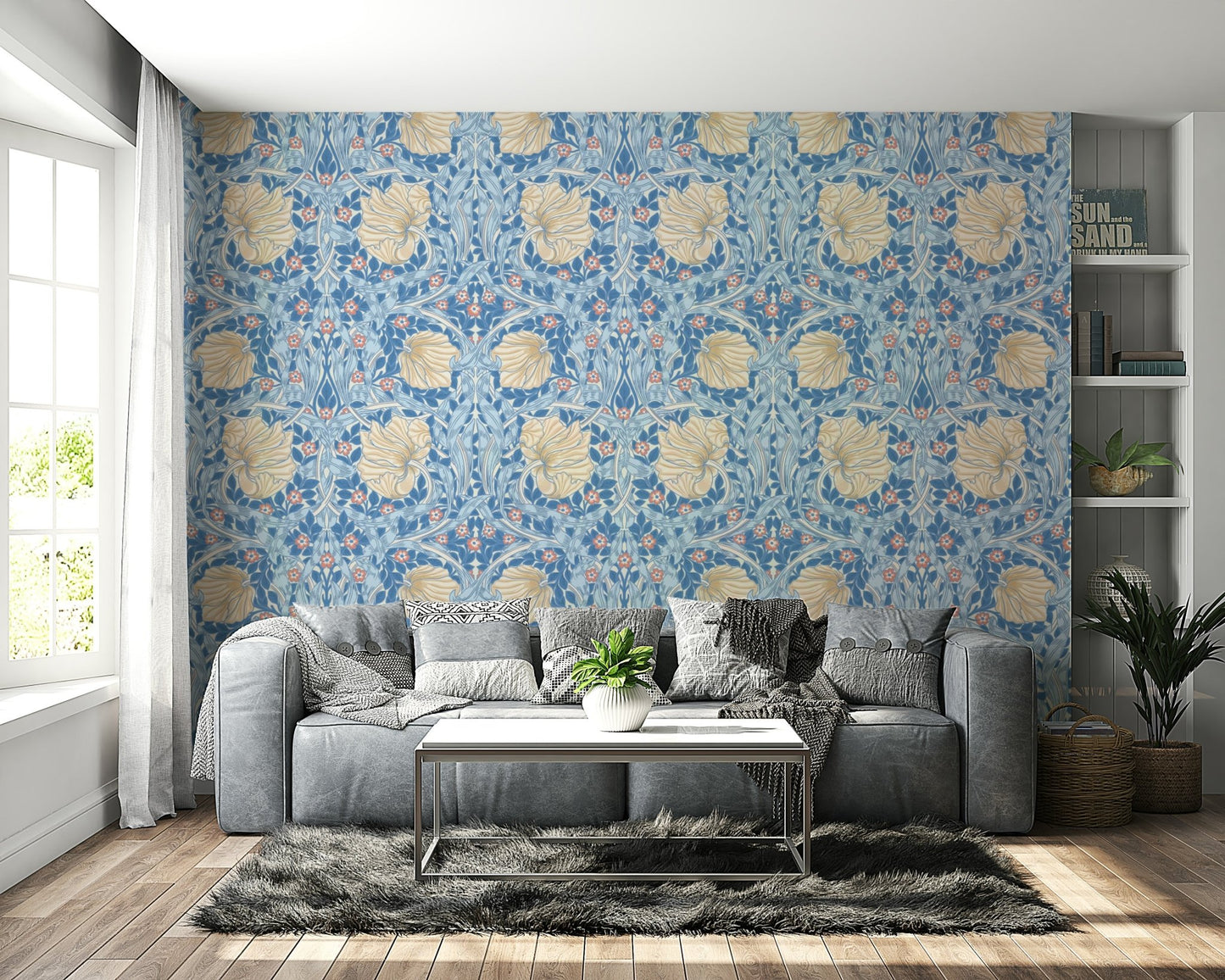 Wall covered with Pimpernel 13 wallpaper by William Morris

