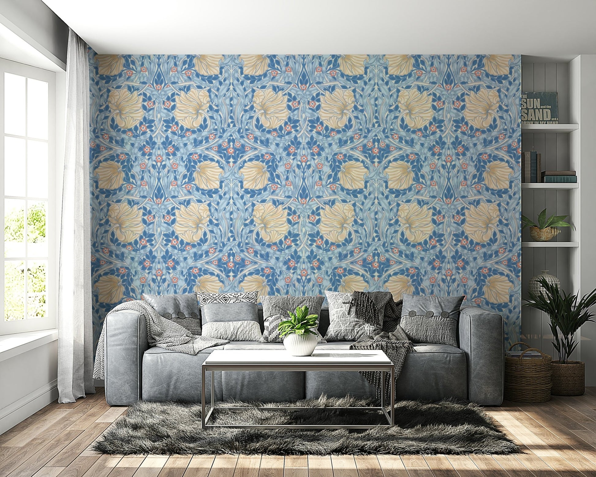 Wall covered with Pimpernel 13 wallpaper by William Morris

