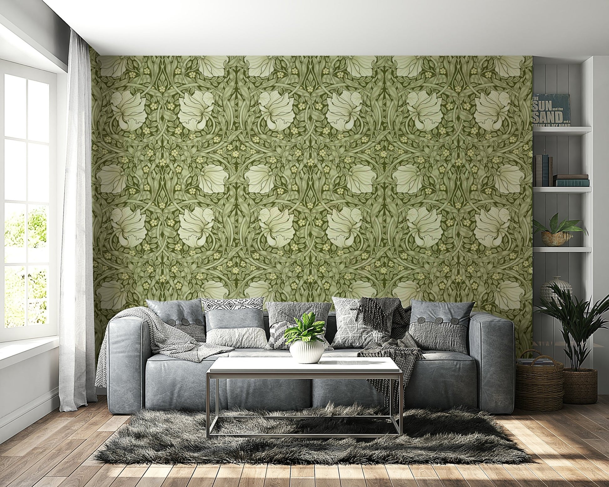 Classic floral and leaf wallpaper by William Morris 14