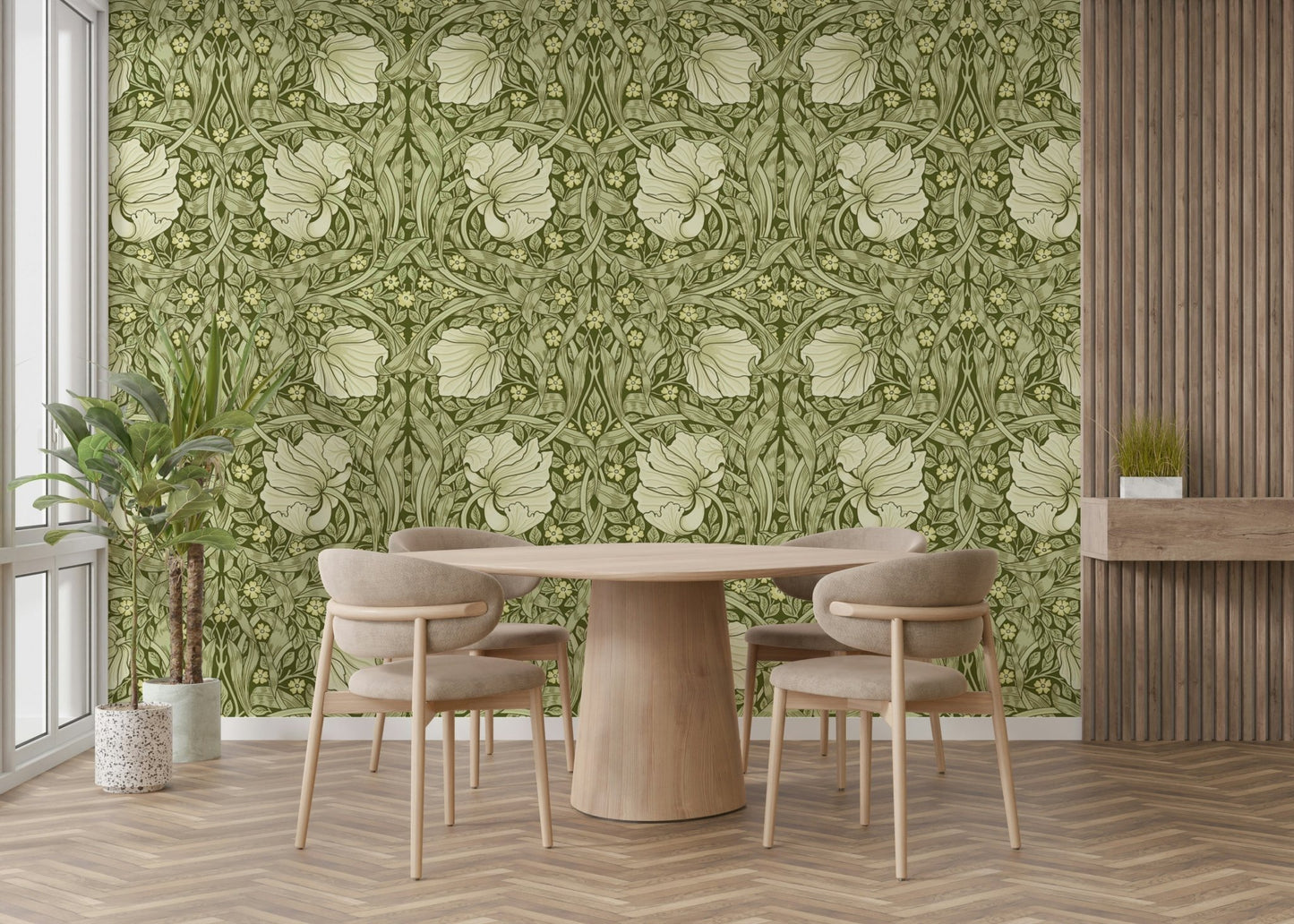 Elegant wall with William Morris Pimpernel 14 wallpaper

