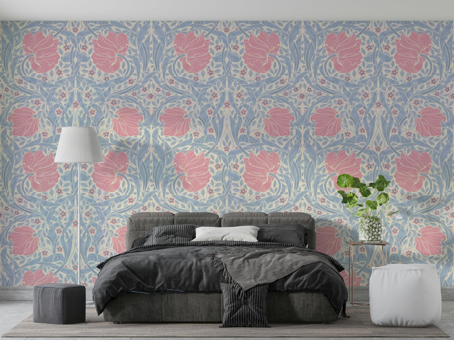 Pimpernel wallpaper featuring intricate leaf and flower motifs


