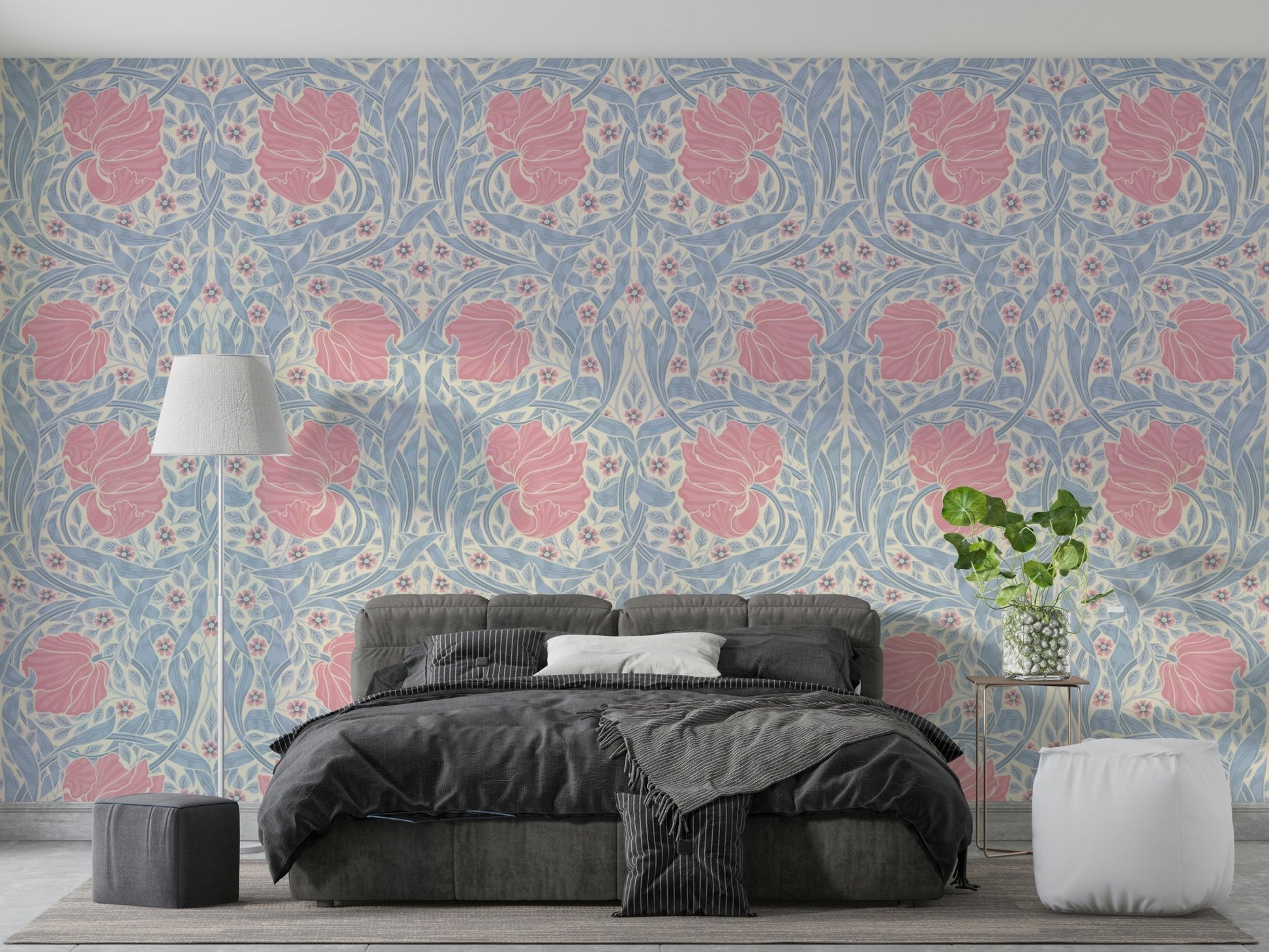Pimpernel wallpaper featuring intricate leaf and flower motifs

