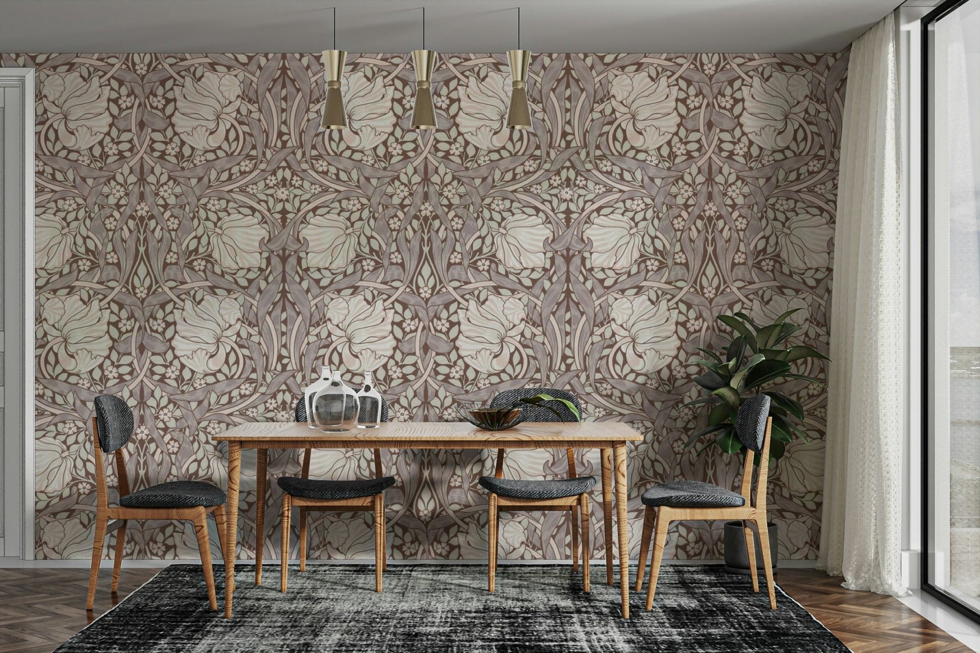 Pimpernel wallpaper with vintage floral motifs

