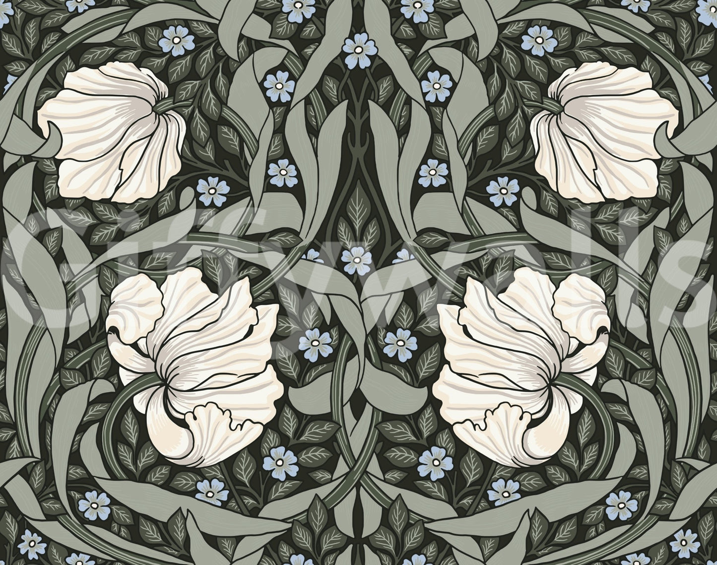 Elegant Pimpernel 17 wallpaper by William Morris in interior

