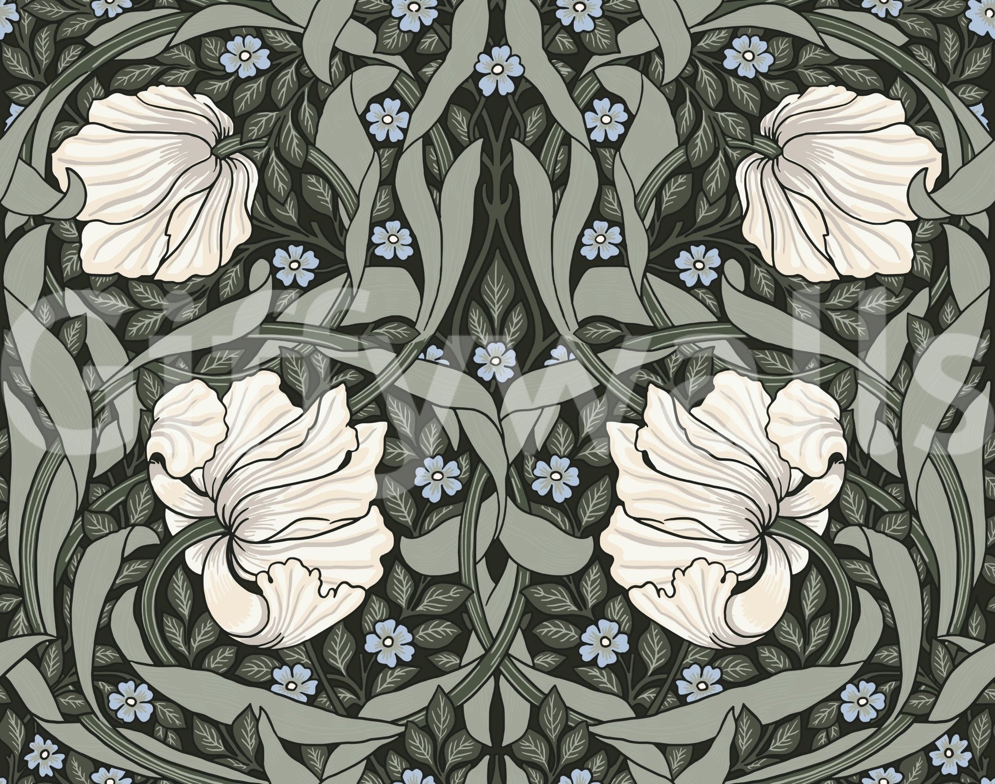 Elegant Pimpernel 17 wallpaper by William Morris in interior

