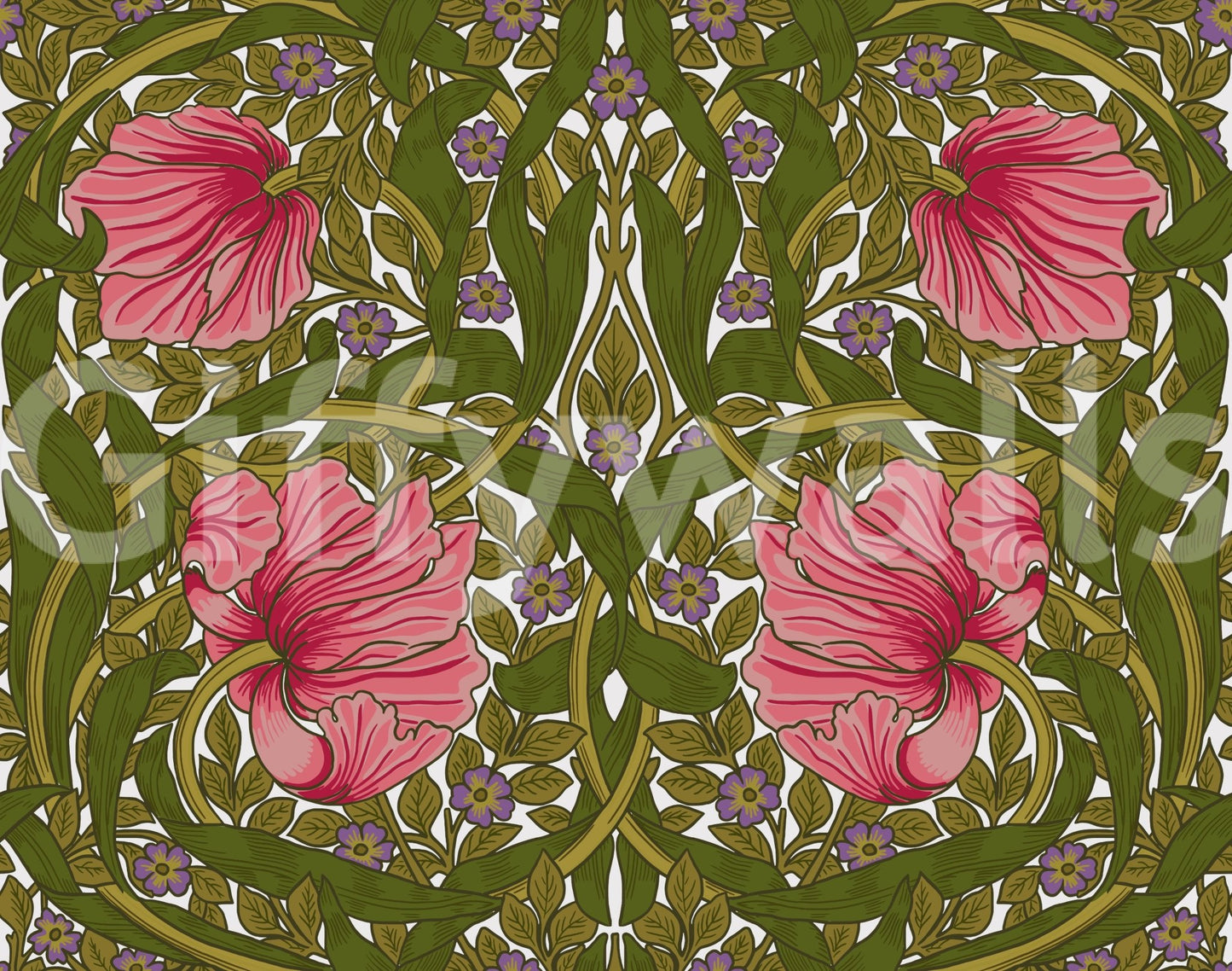 Detailed Pimpernel pattern wallpaper for classic interiors.

