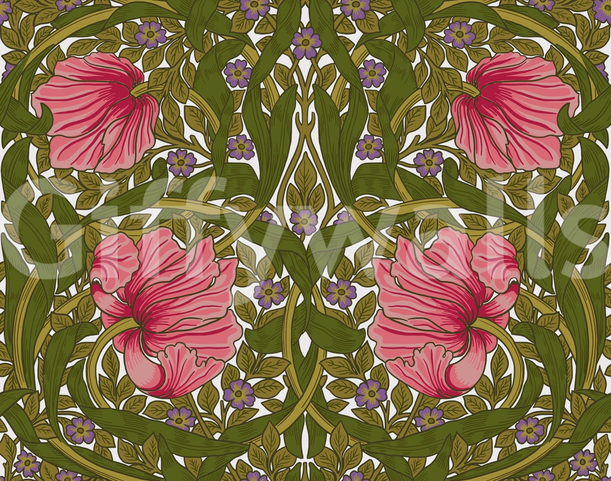 Detailed Pimpernel pattern wallpaper for classic interiors.

