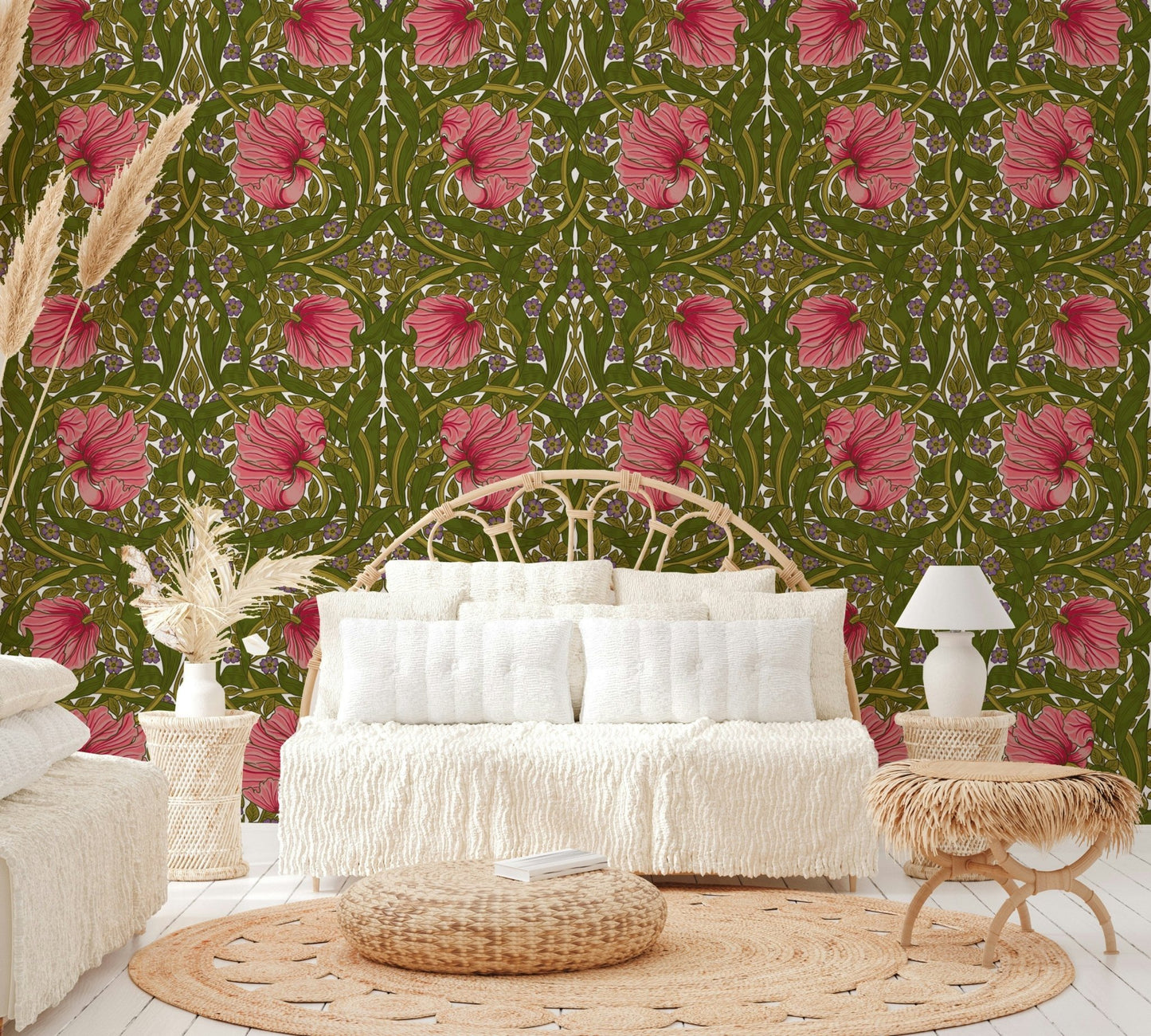 Timeless Pimpernel wallpaper with traditional motifs.

