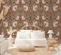 Detailed flower design in Pimpernel wallpaper for refined spaces.

