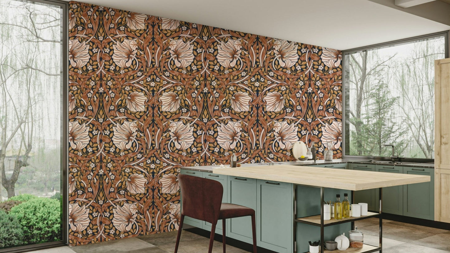 Pimpernel wallpaper pattern with intricate floral design.


