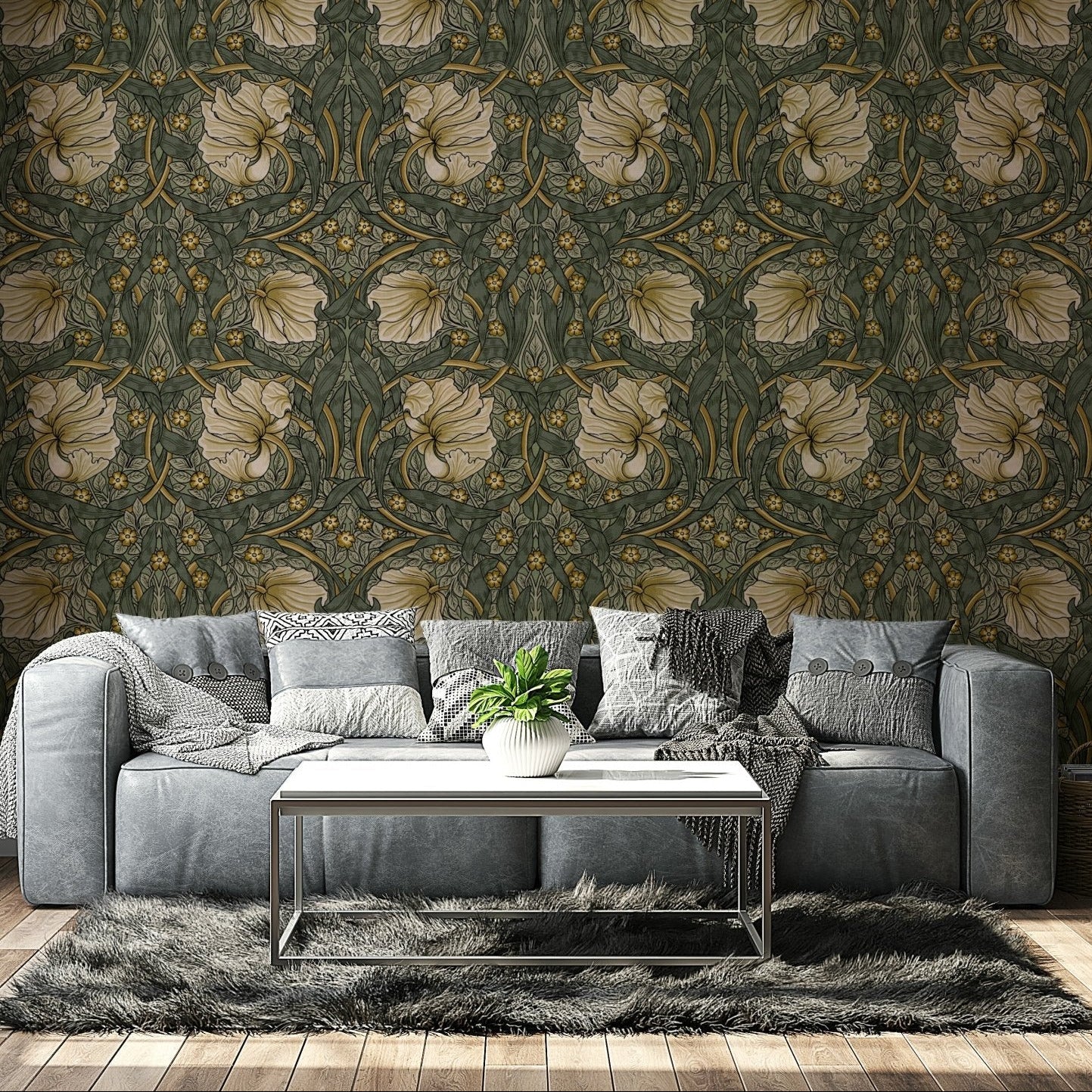Detailed floral pattern on Pimpernel 2 wallpaper, GD1307