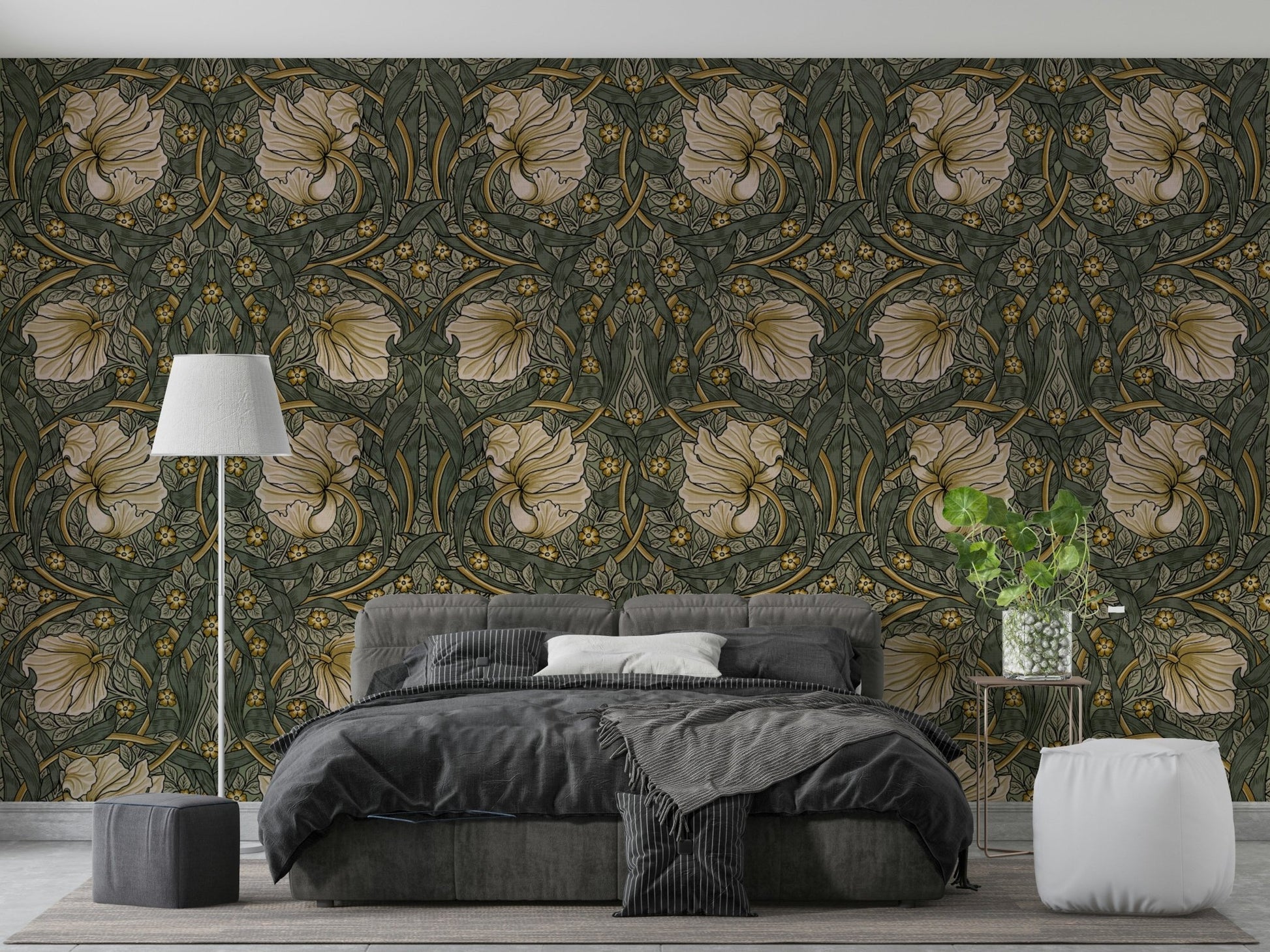 Close-up of William Morris Pimpernel 2 wallpaper pattern, GD1307