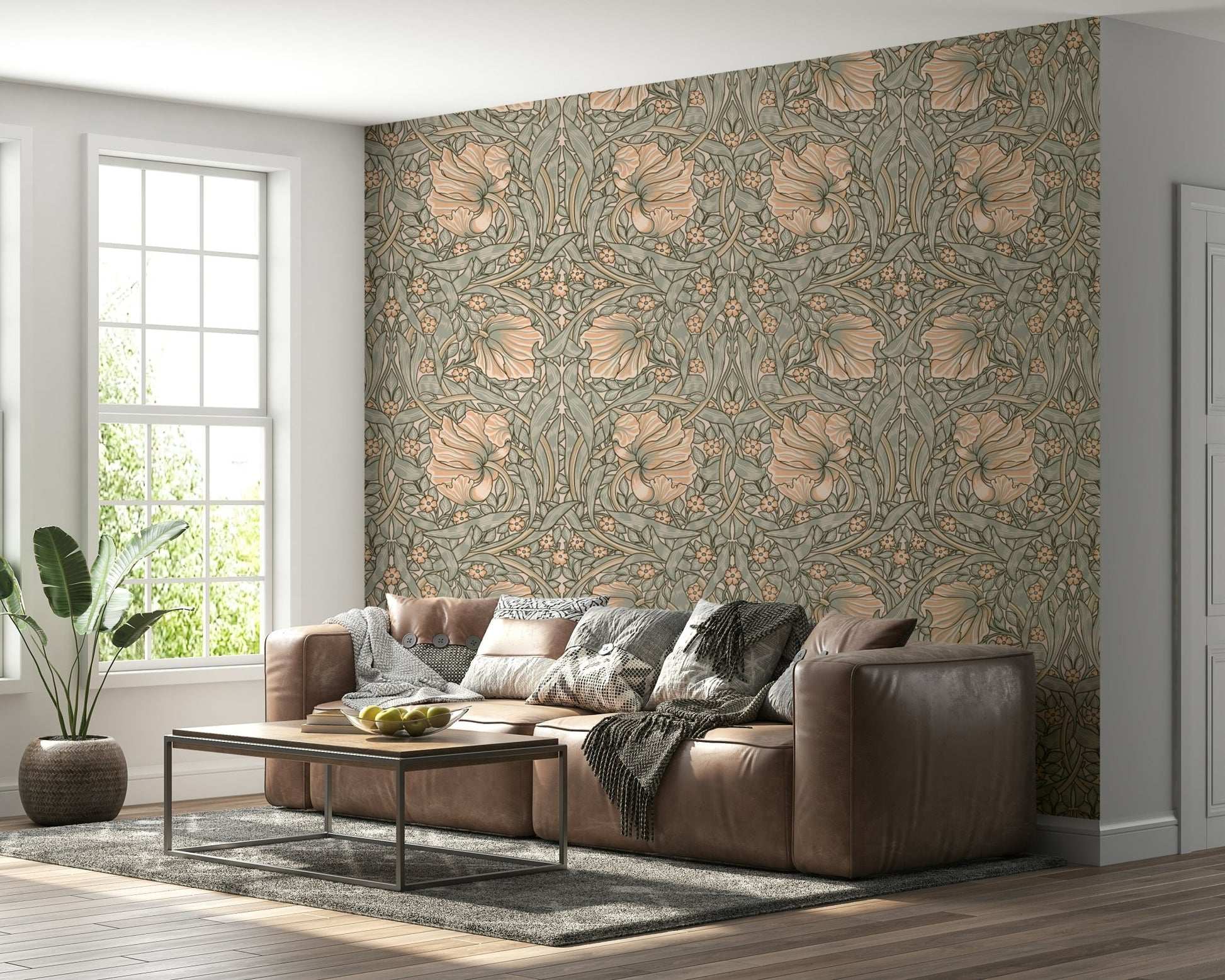 Vintage-inspired Pimpernel wallpaper by William Morris

