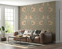 Vintage-inspired Pimpernel wallpaper by William Morris

