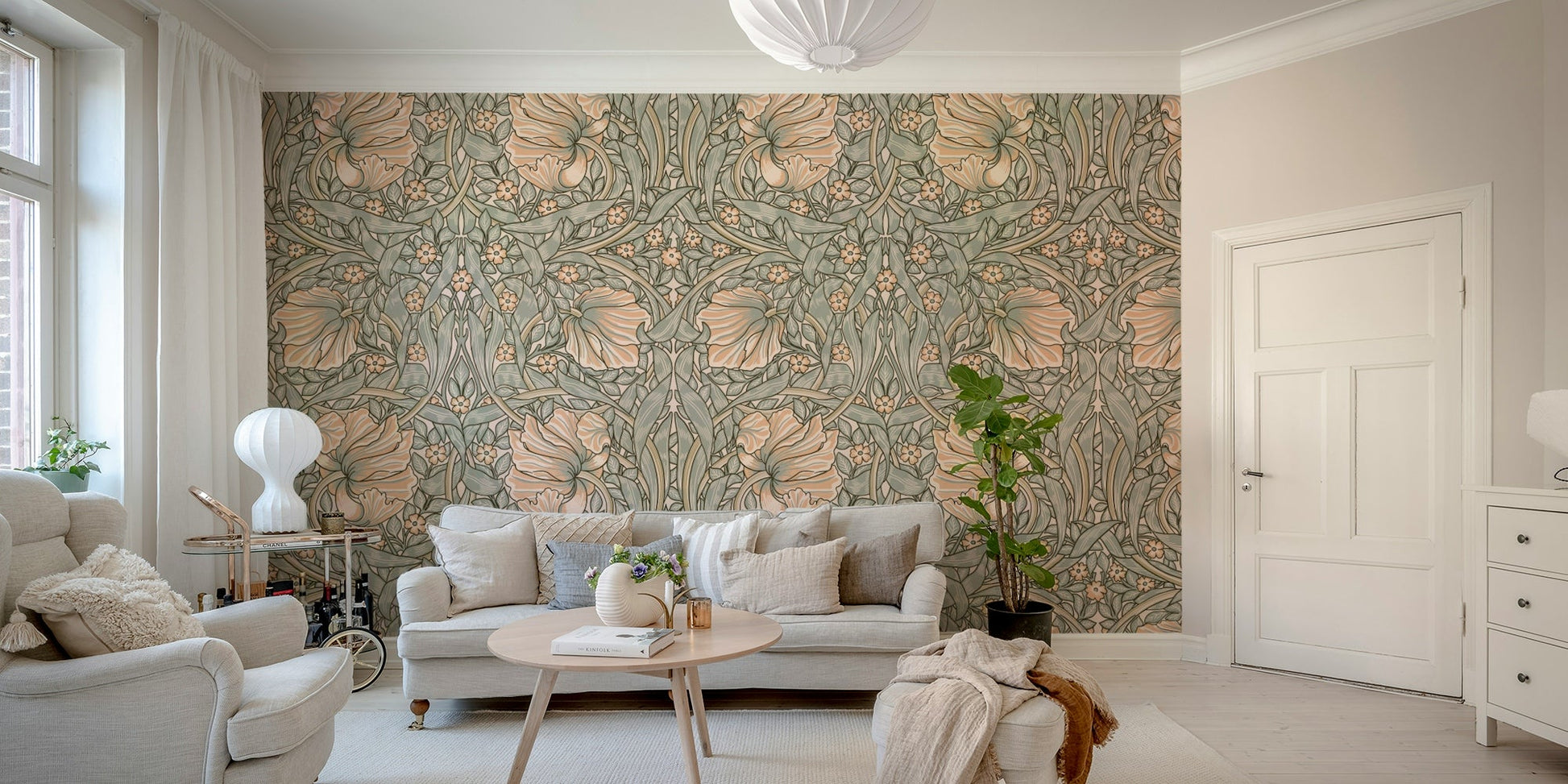 Floral motif wallpaper from Pimpernel by William Morris

