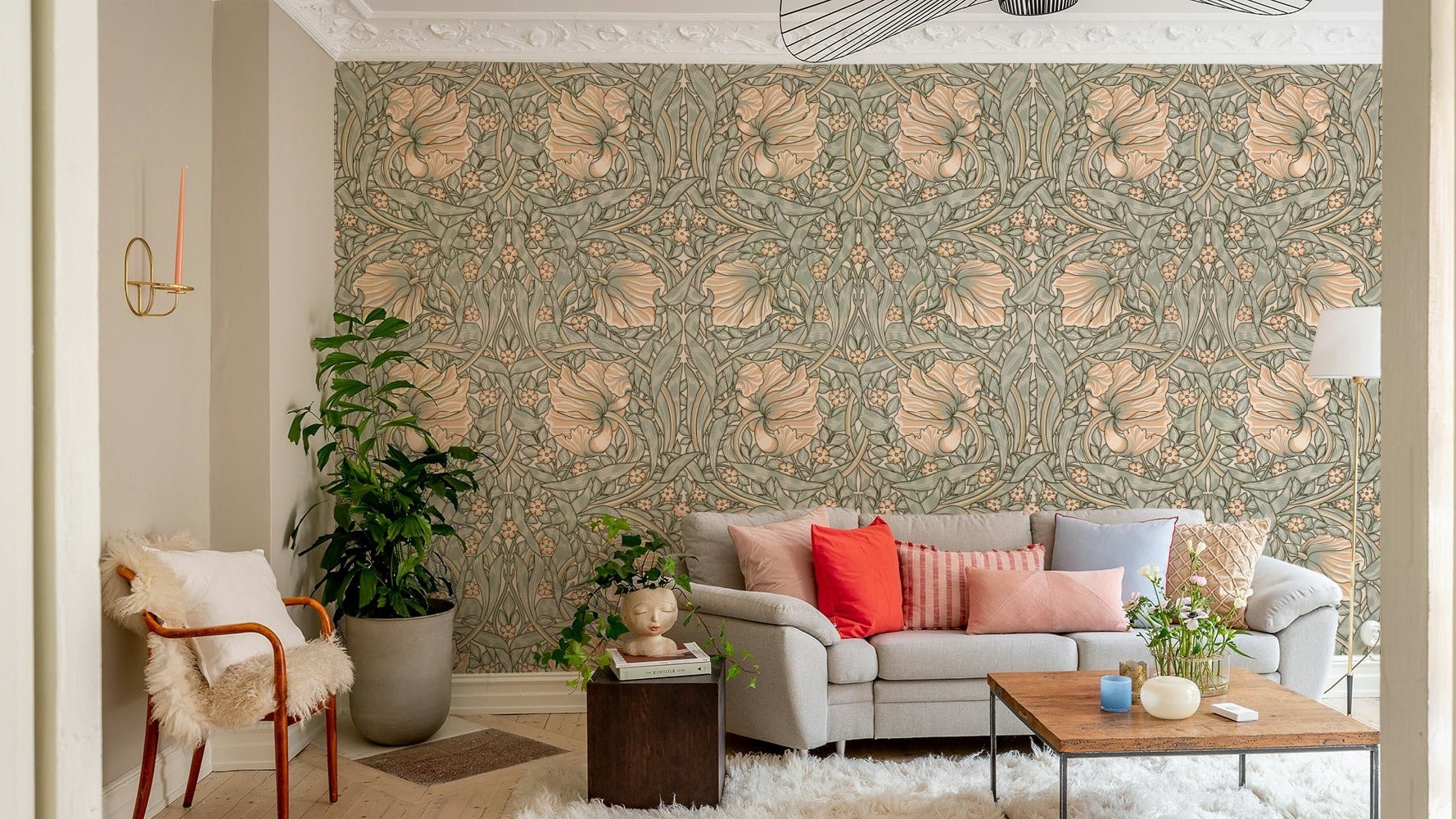 Elegant floral pattern on Pimpernel by William Morris

