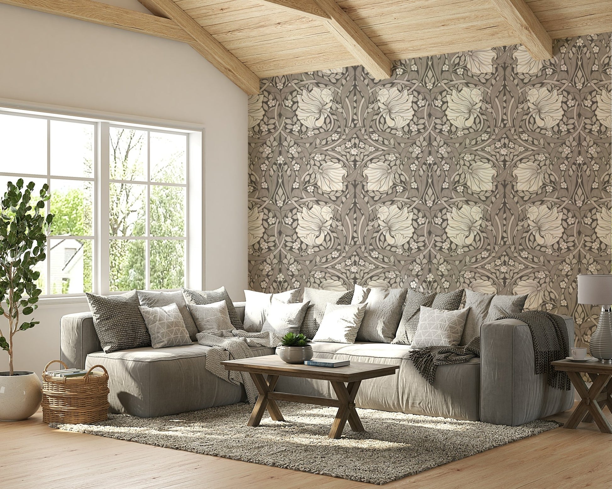 Pimpernel wallpaper featuring intricate vintage flowers

