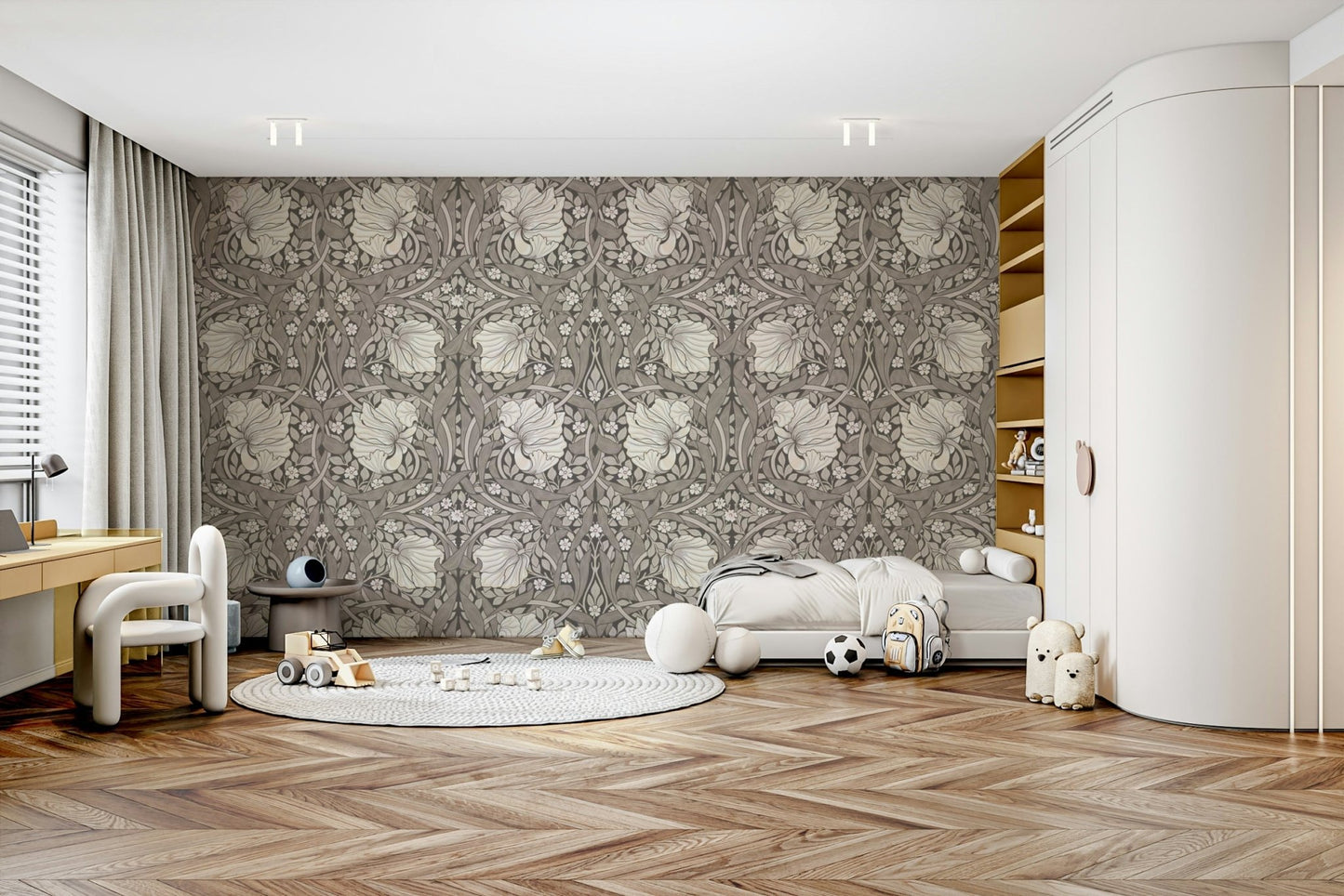 Beautifully crafted Pimpernel floral wallpaper by William Morris

