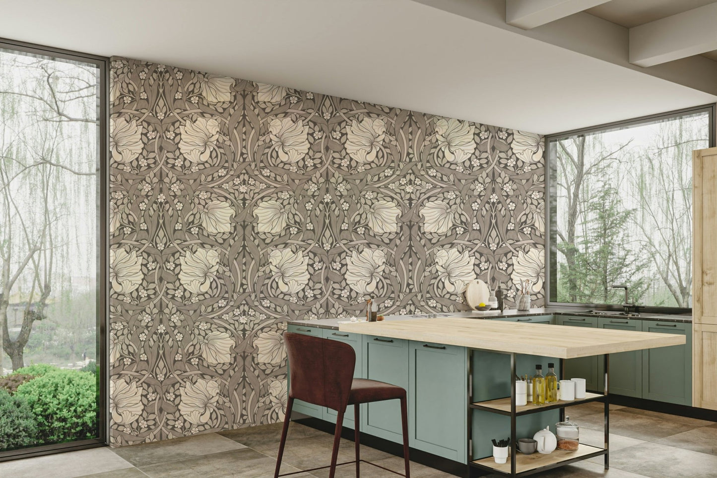 Classic design of Pimpernel wallpaper by William Morris


