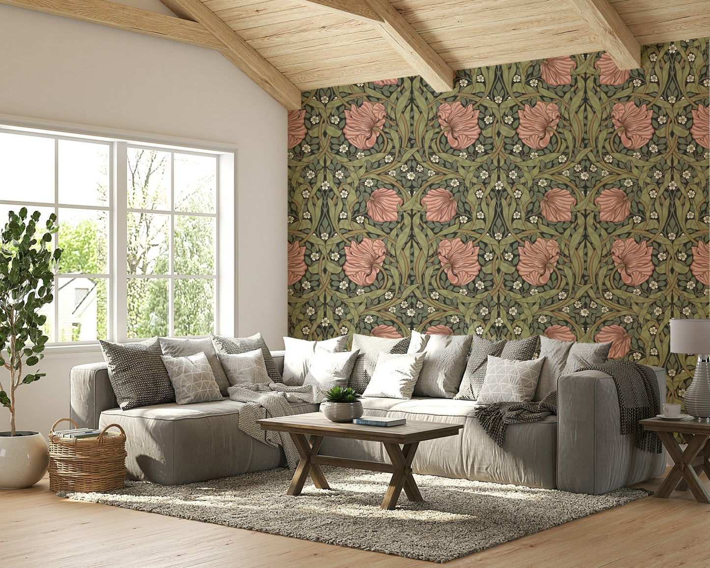 William Morris Pimpernel wallpaper in vintage-inspired design