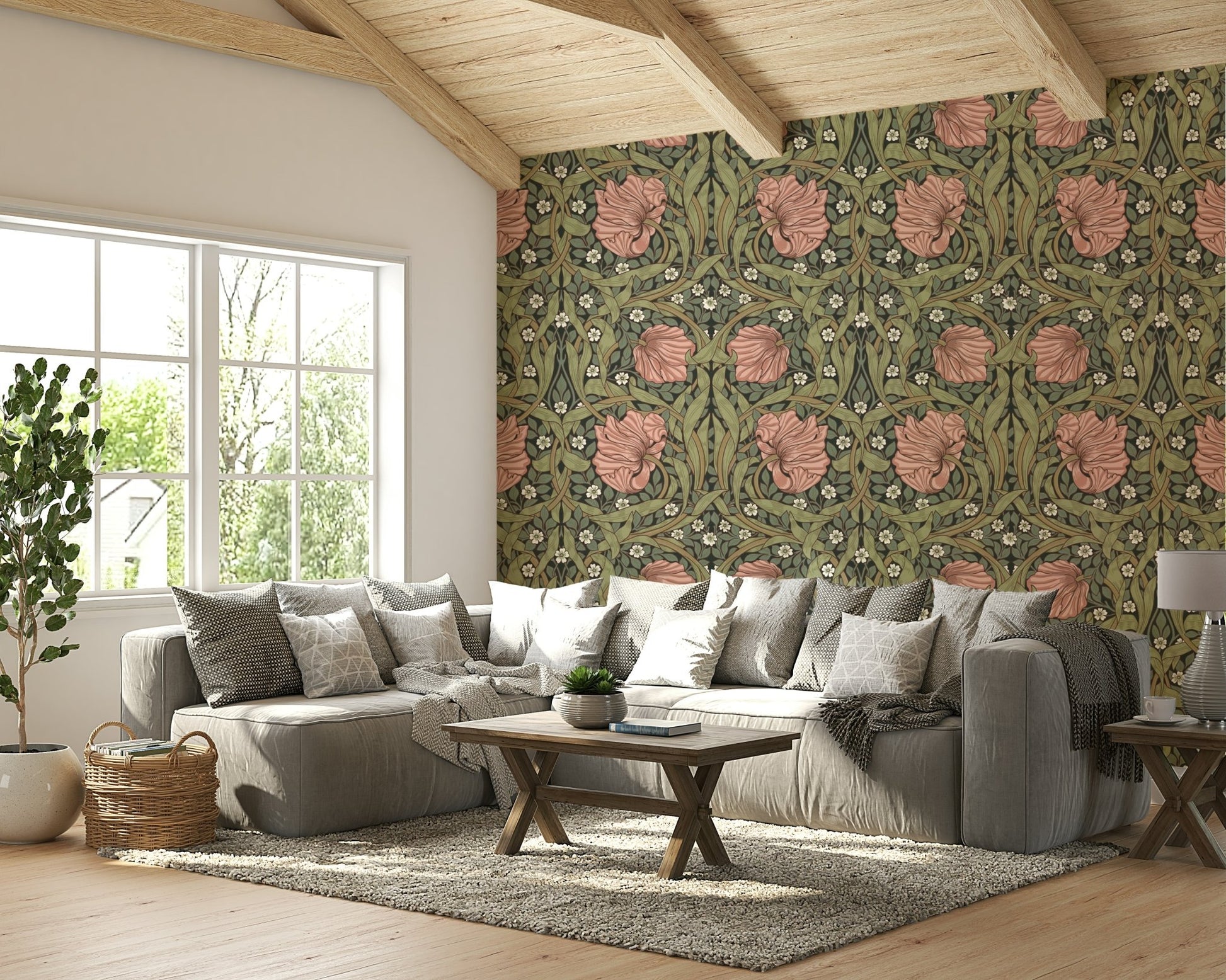 William Morris Pimpernel wallpaper in vintage-inspired design