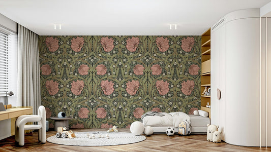Timeless Pimpernel wallpaper showcasing intricate flower motifs