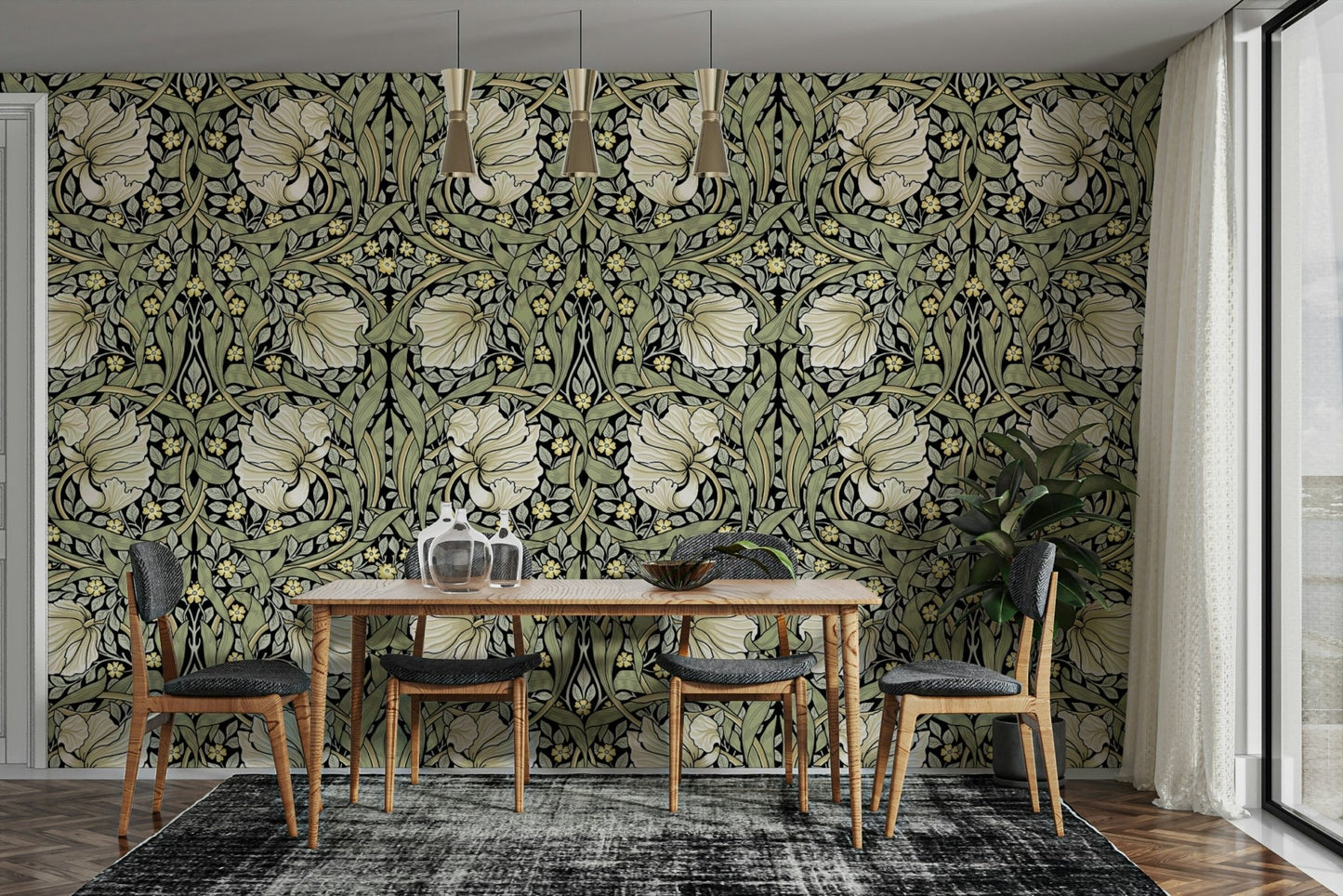Vintage floral wallpaper design: Pimpernel by William Morris 28.

