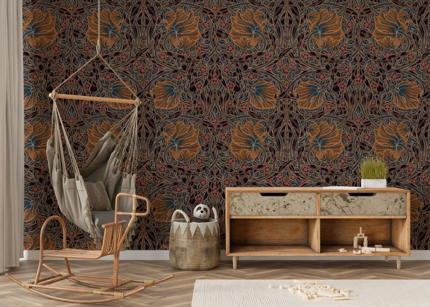 Detailed floral wallpaper Pimpernel 3 by William Morris

