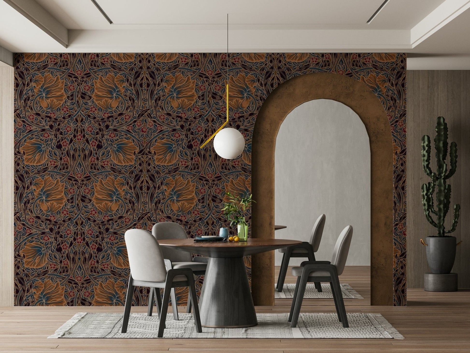 William Morris Pimpernel 3 wallpaper with floral pattern

